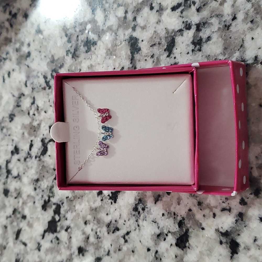 Young Girls sterling silver butterfly necklace